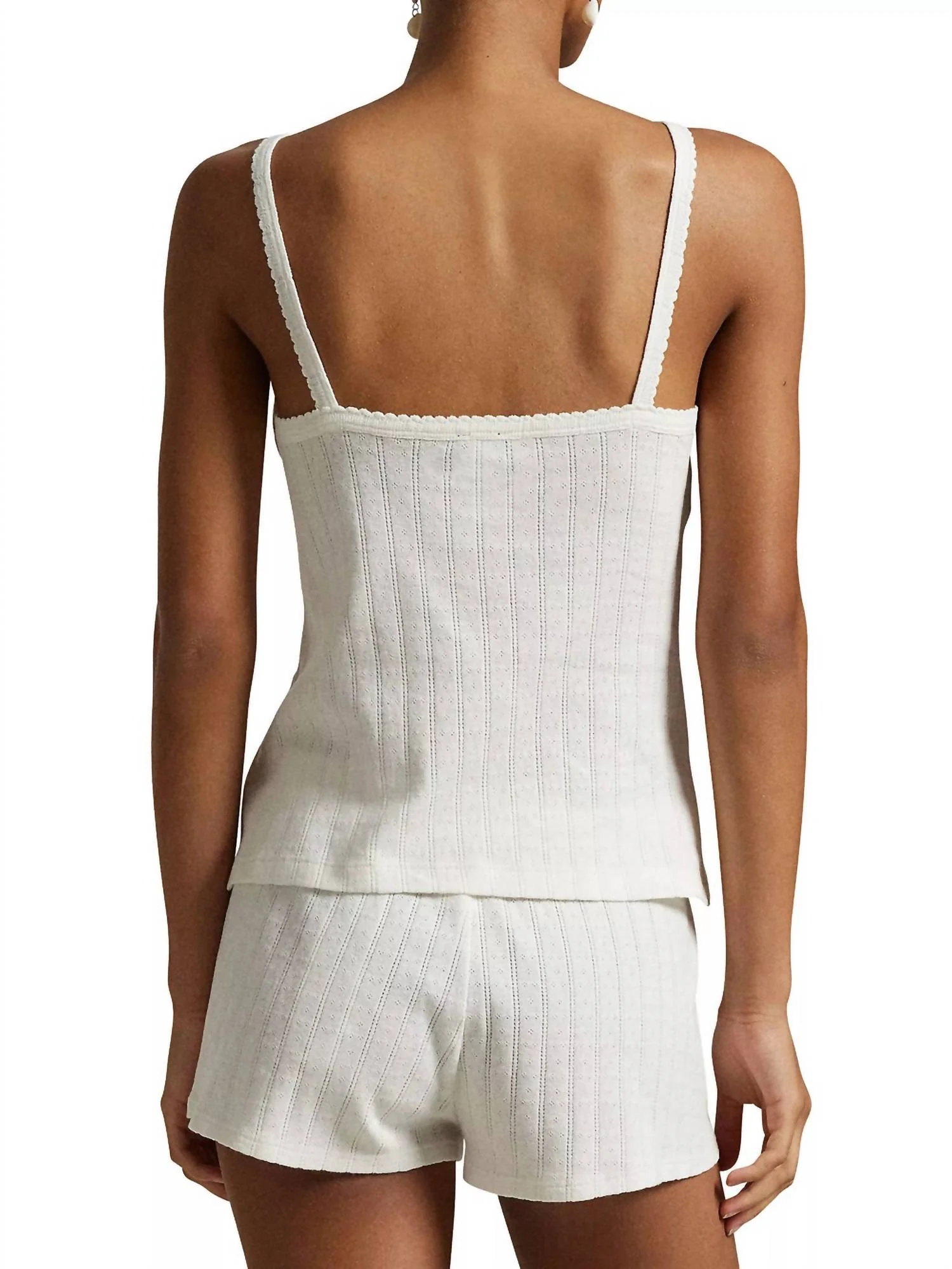 Pointelle Tank Boxer Pajamas In Egret