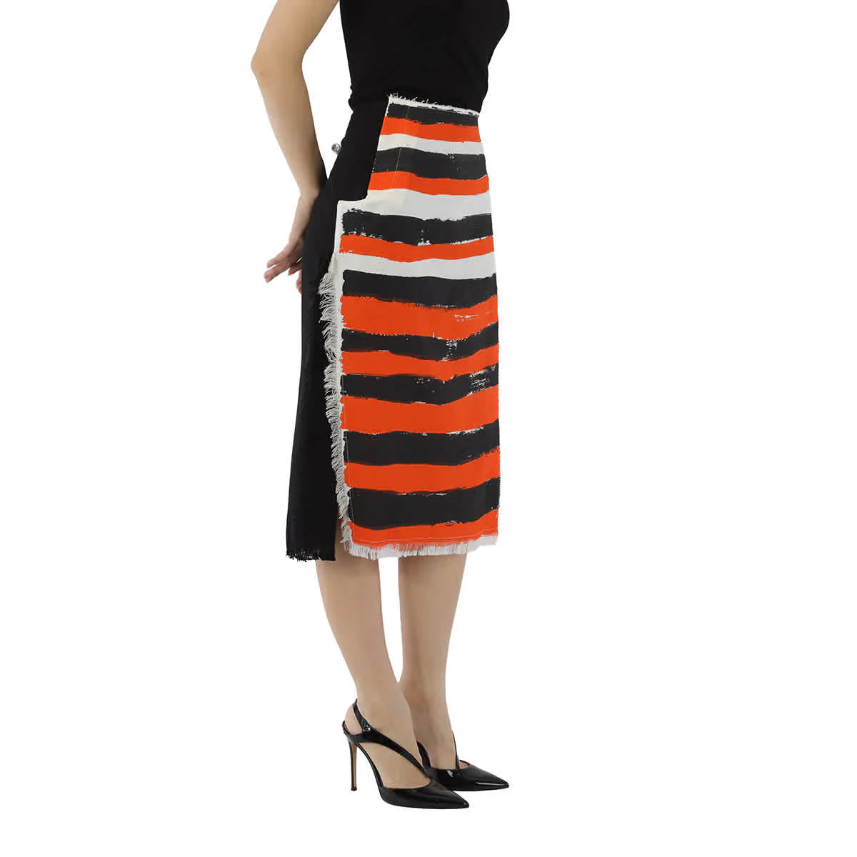 Marni Ladies Stripe-print Midi Skirt