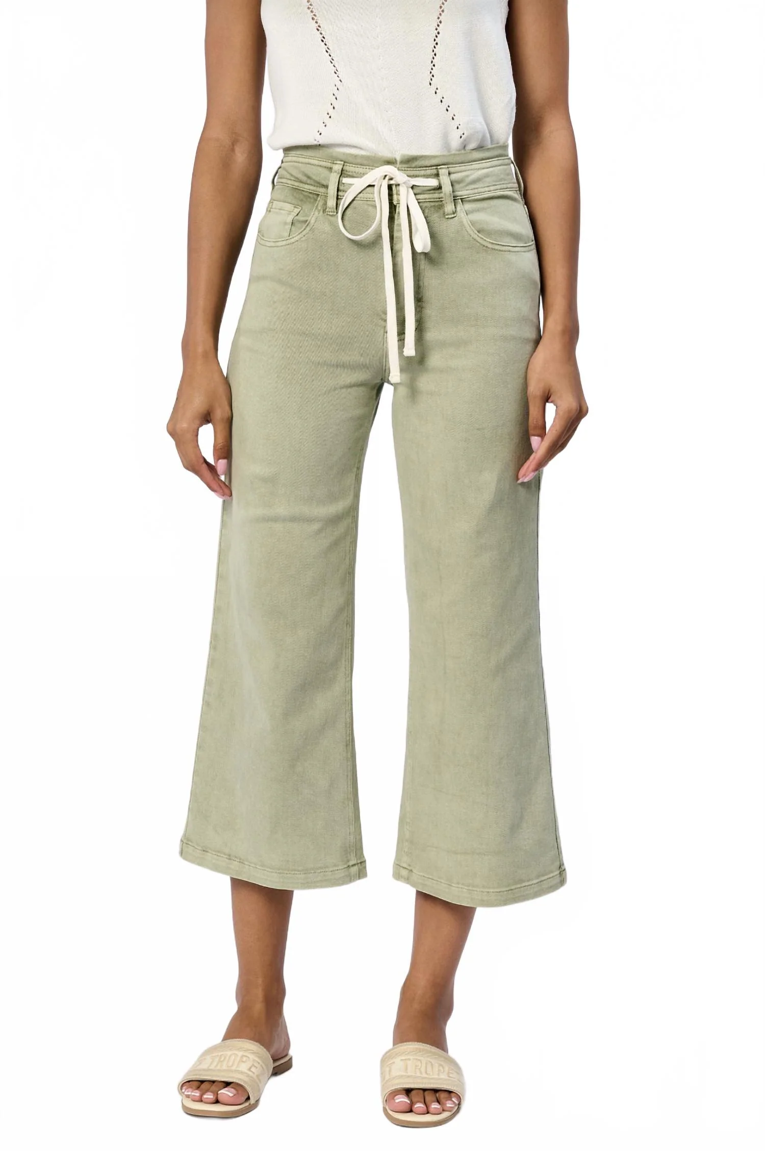 Audrey Tie Waist Jean In Sage