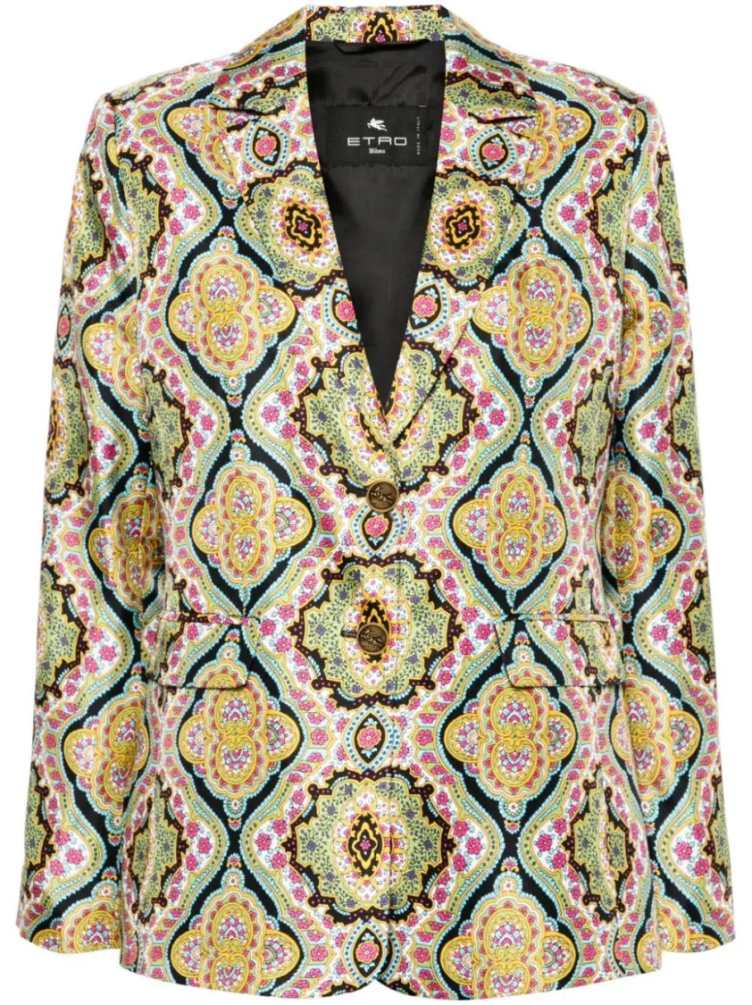 Floral And Geometric Patterned Blazer