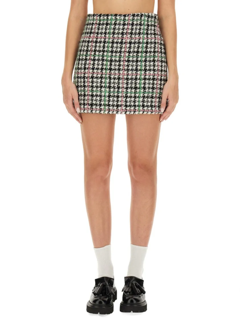 Classic Houndstooth Mini Skirt With Textured Finish