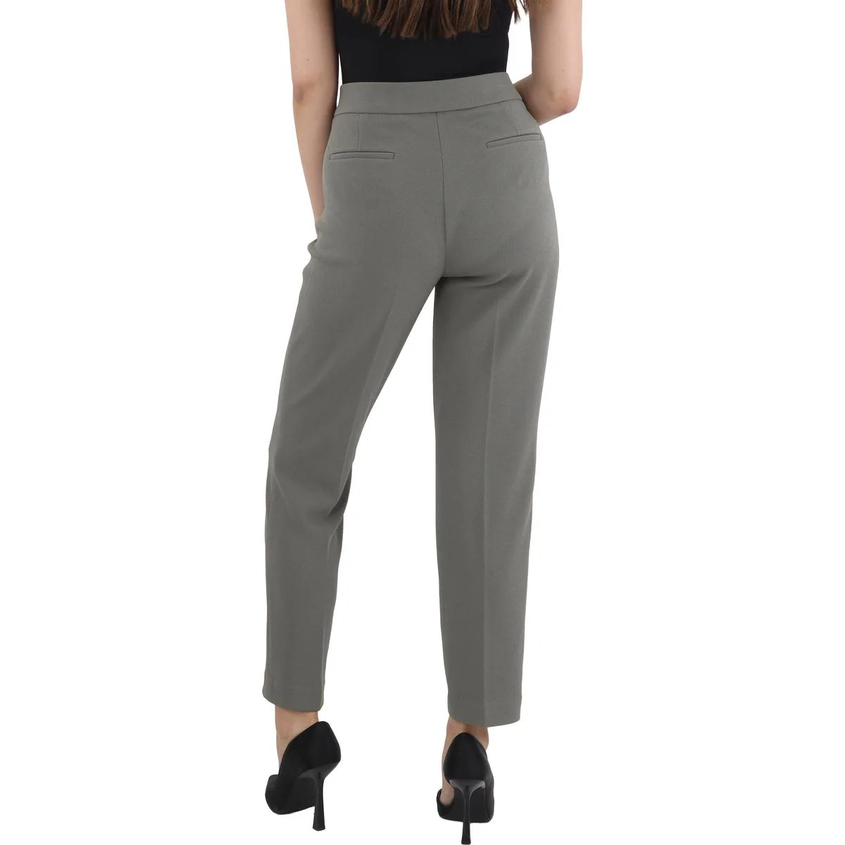 Womens Solid Crepe Ankle Pants