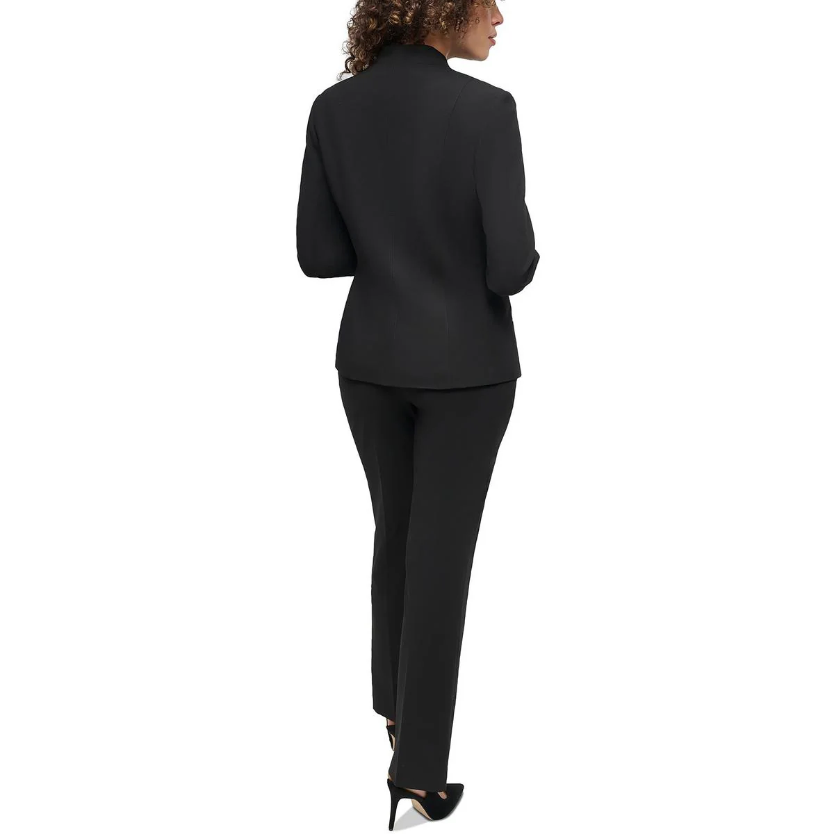 Womens Panel Polyester Collarless Blazer
