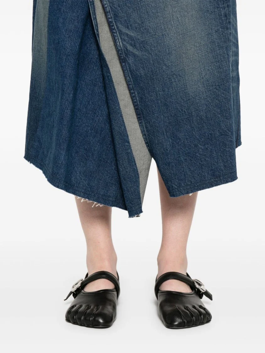Indigo Cotton Midi Skirt