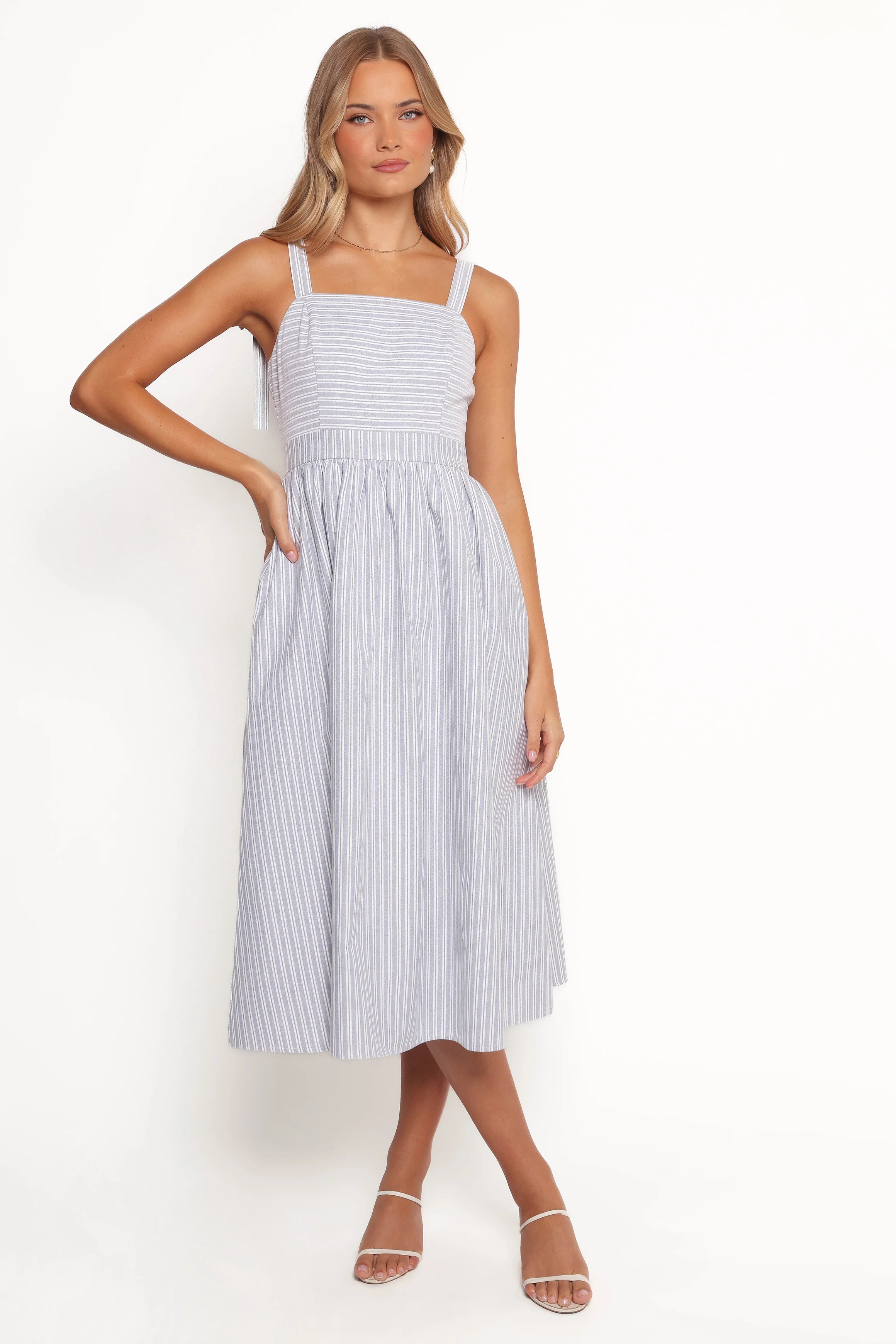 Johanna Midi Dress - Grey/White