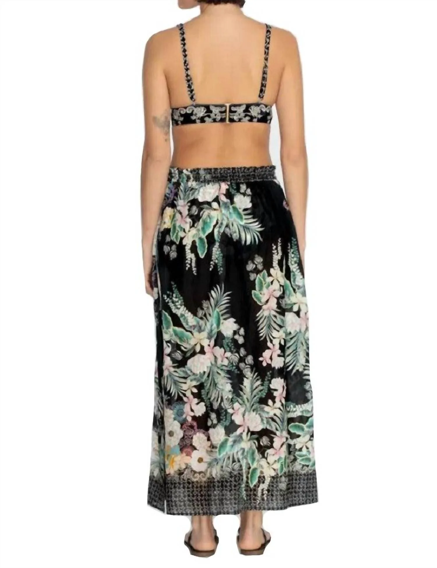 Side Tie Maxi Skirt In Multi