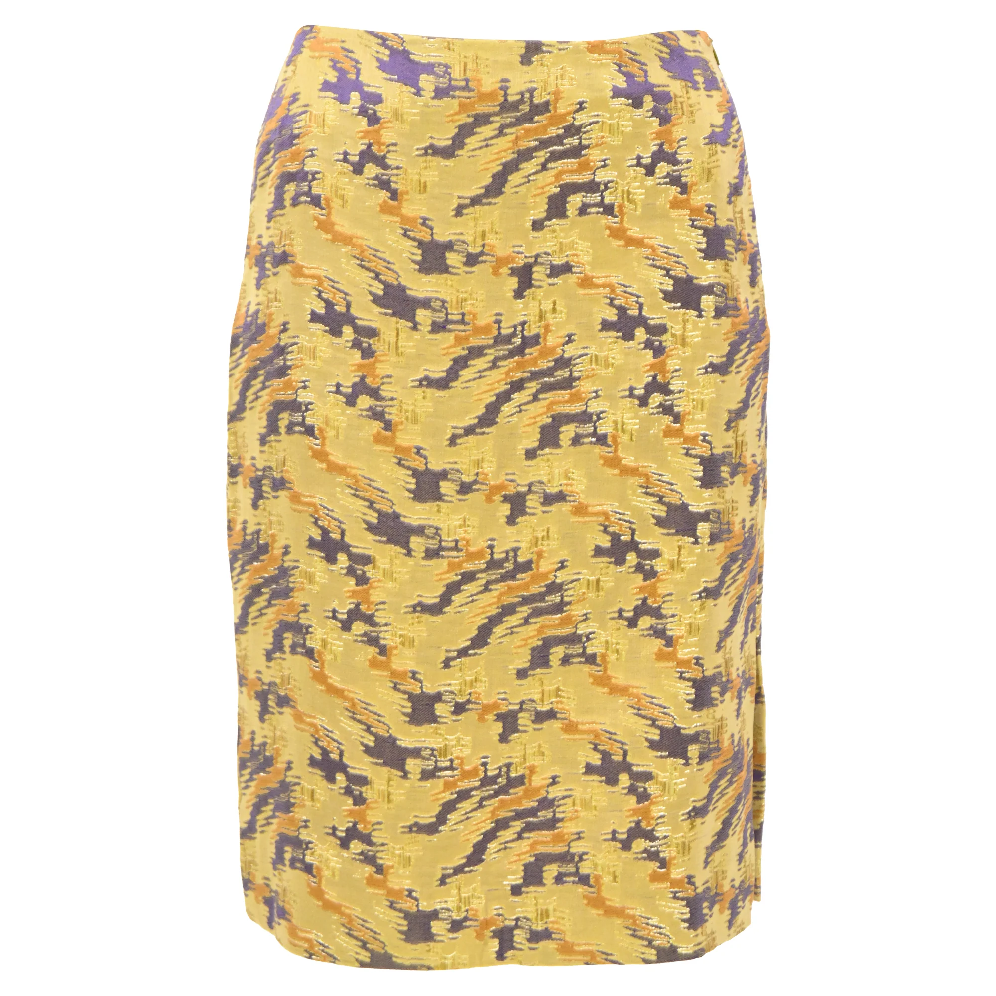 Dries Van Noten Printed Skirt in Yellow Viscose