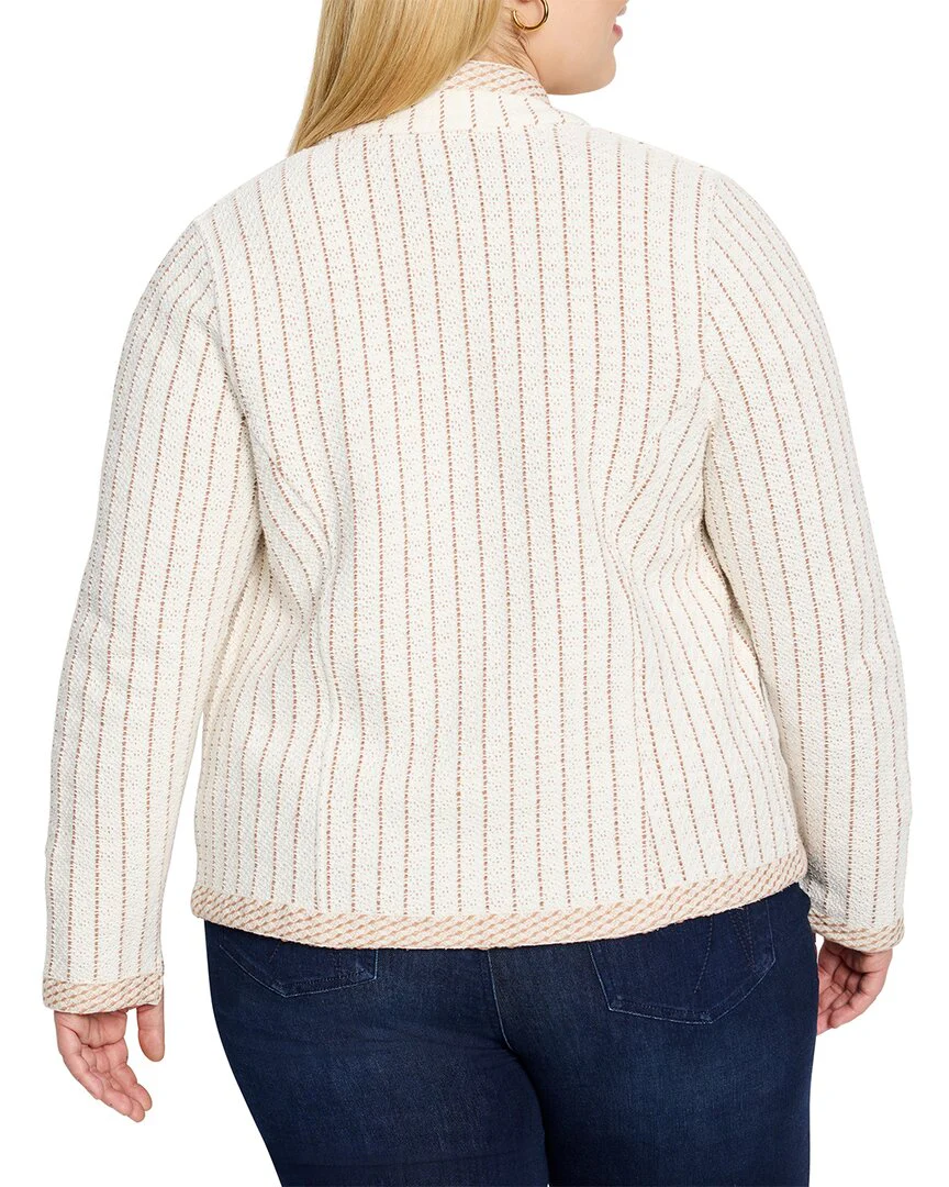 NIC+ZOE Plus Pinstripe Notch Collar Knit Jacket