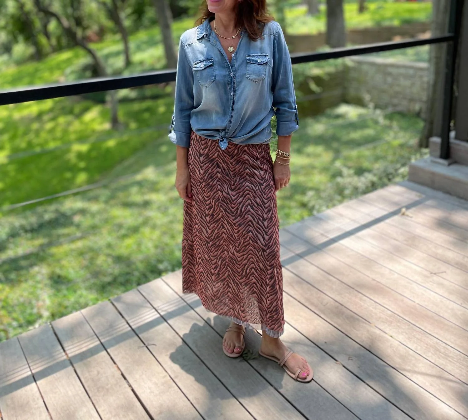 Reversible Maxi Skirt In Leopard/tiger