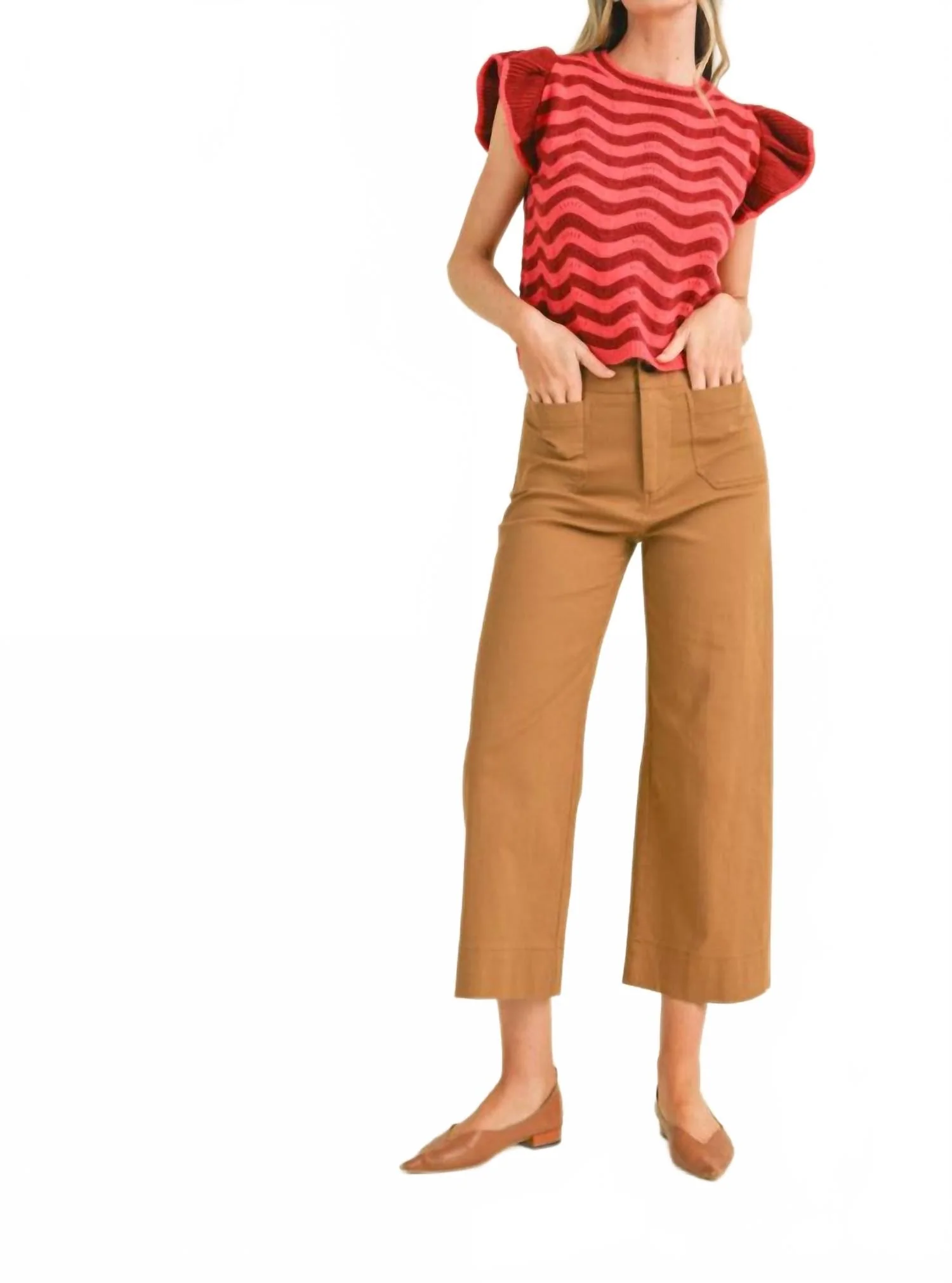 High Waist Cropped Wide Leg Pants In Chocolate