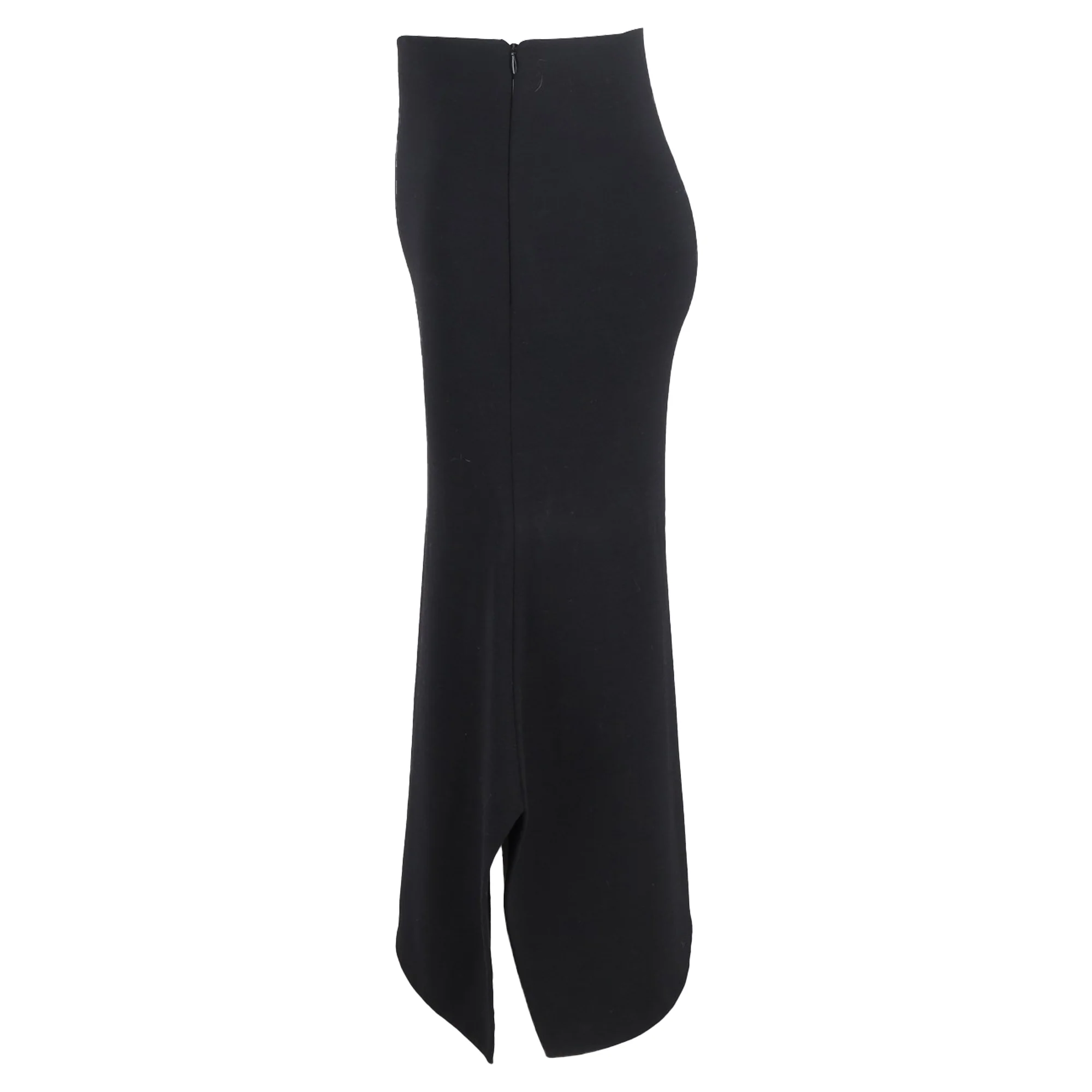 Victoria Beckham Asymmetrical Midi Skirt in Black Wool