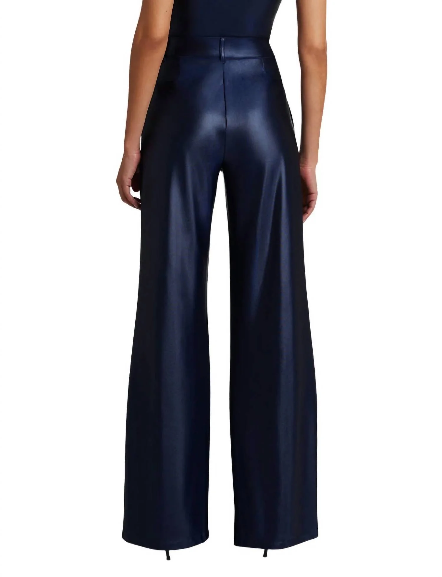 Matte Metallic Wide Leg Trouser In Sapphire