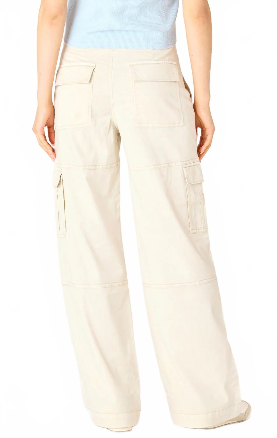 Cargo Wide Leg Pant In Khaki Cream Beige