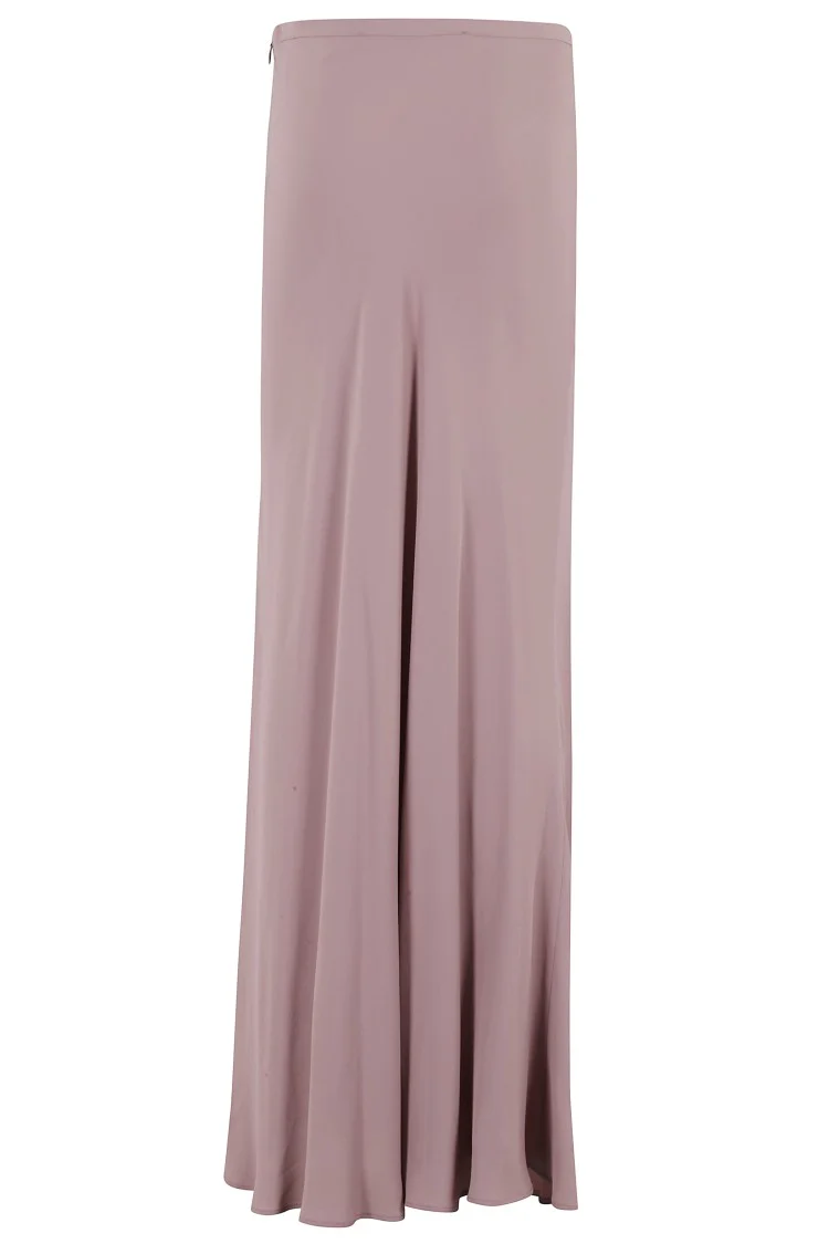 Flared Hem Crepe De Chine Maxi Skirt