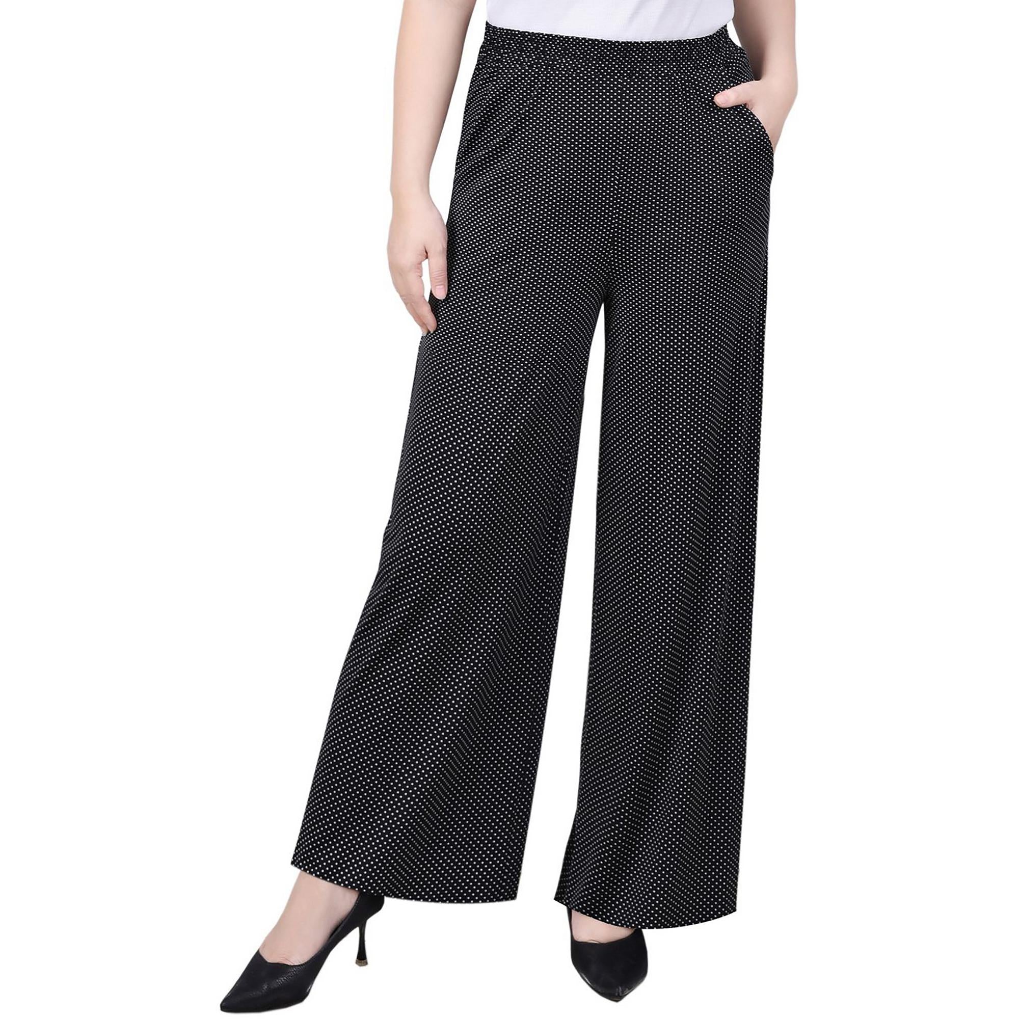 Petites Womens Woven Polyester Wide Leg Pants