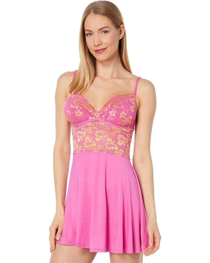 Cosabella Savona Chemise G-String Lingerie Set Womens Medium Pink Stretch ERK752