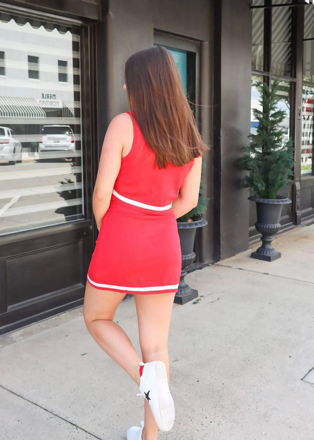 On The Go Sweater Set In Red/white