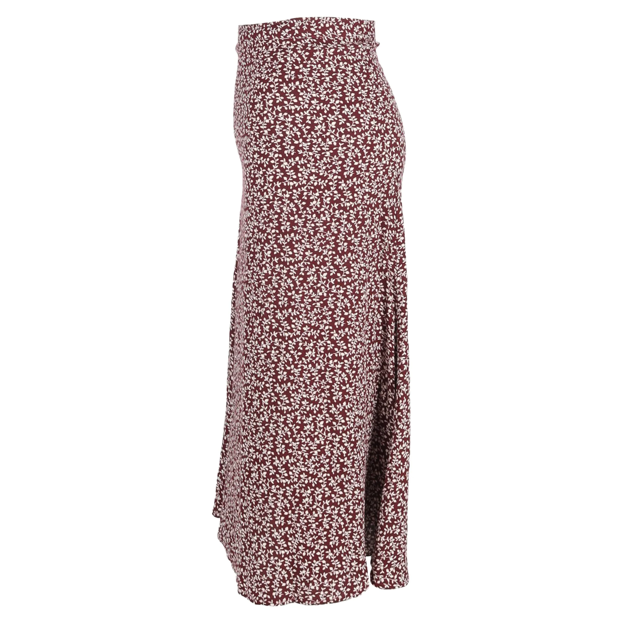 Reformation Floral Printed Midi Skirt in Maroon Viscose