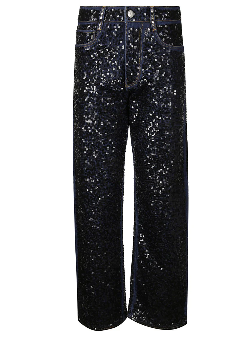 Straight Sequin Jeans