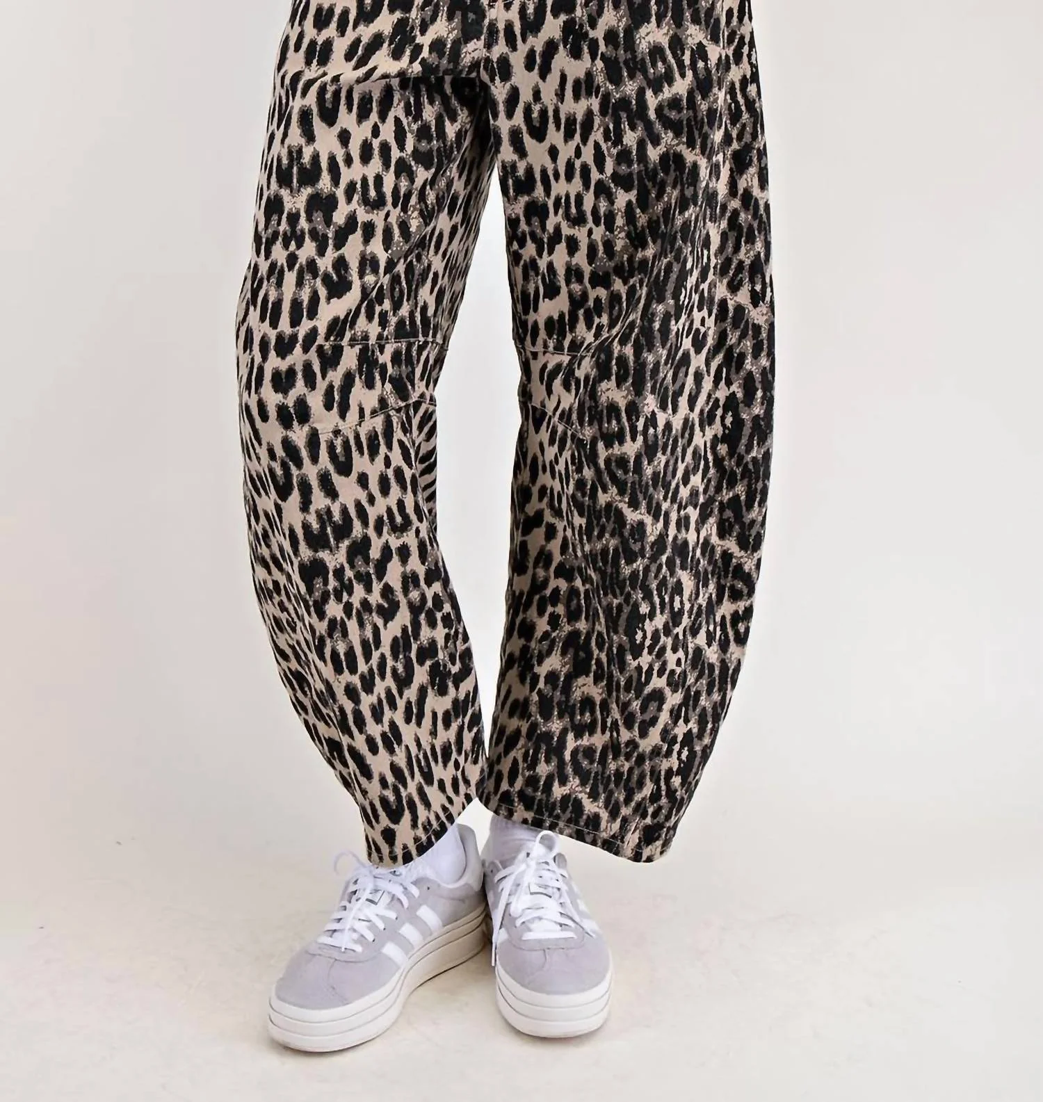 Leopard Barrel Jeans In Brown