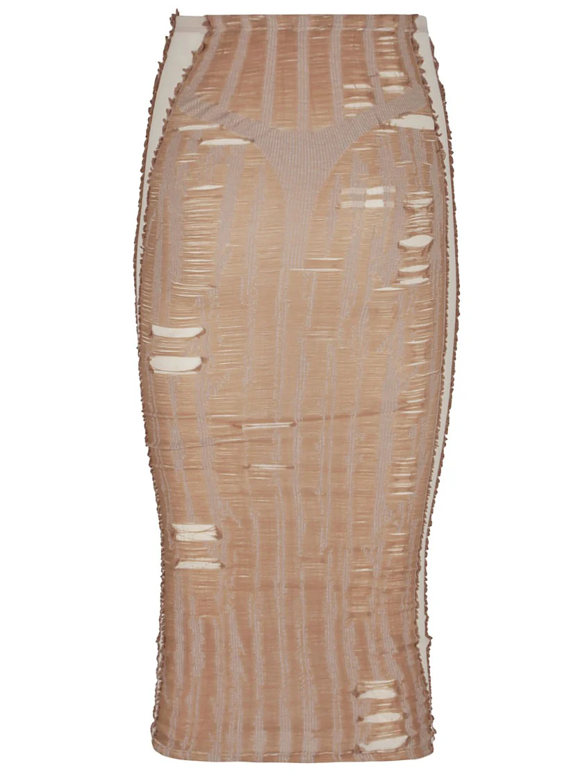 Seamless Nude Effect Knitted Midi Skirt