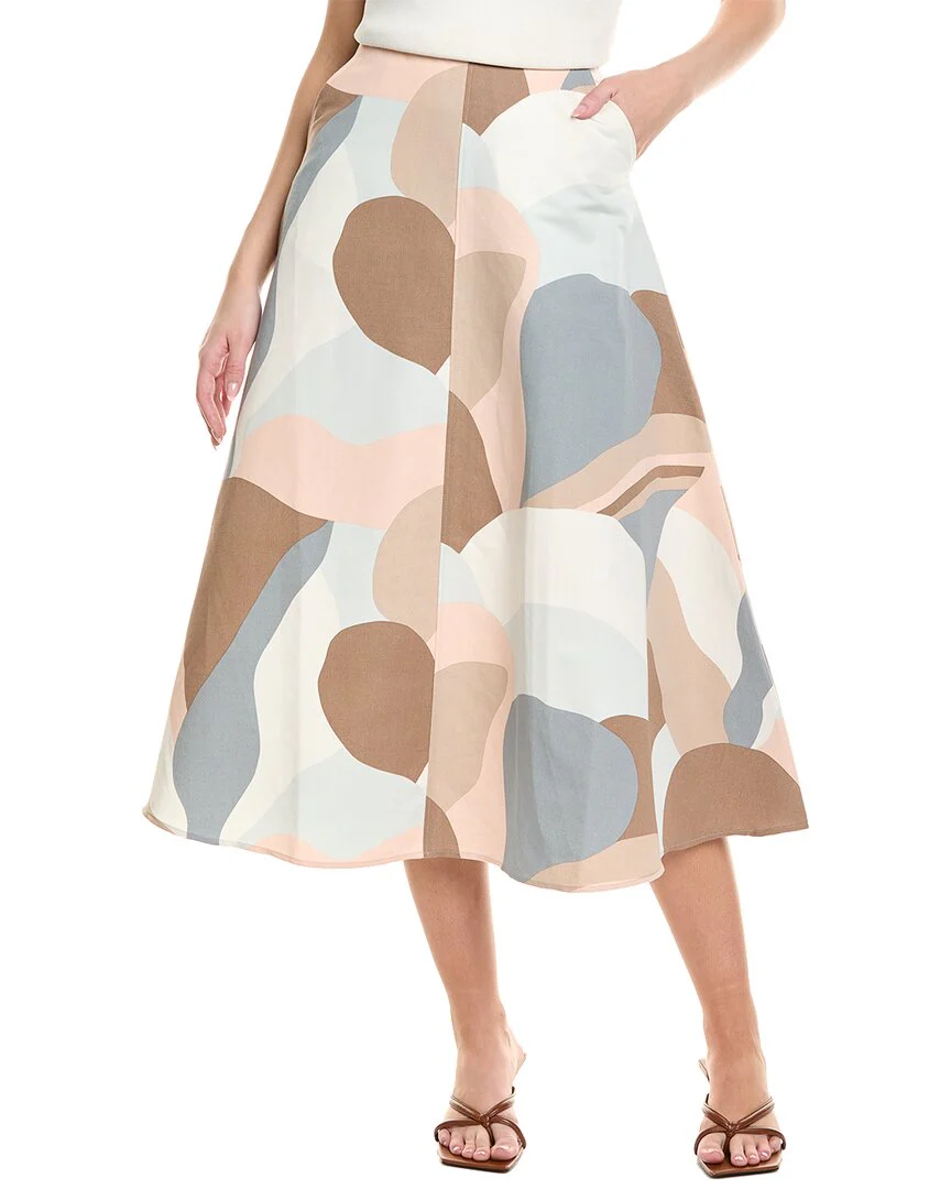 Marimekko Laita Kamelia Linen-Blend Midi Skirt