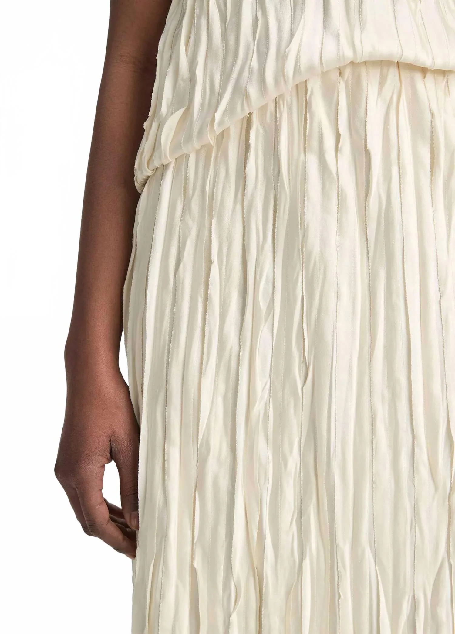Crushed Satin Bias Skirt In Pale Ivory
