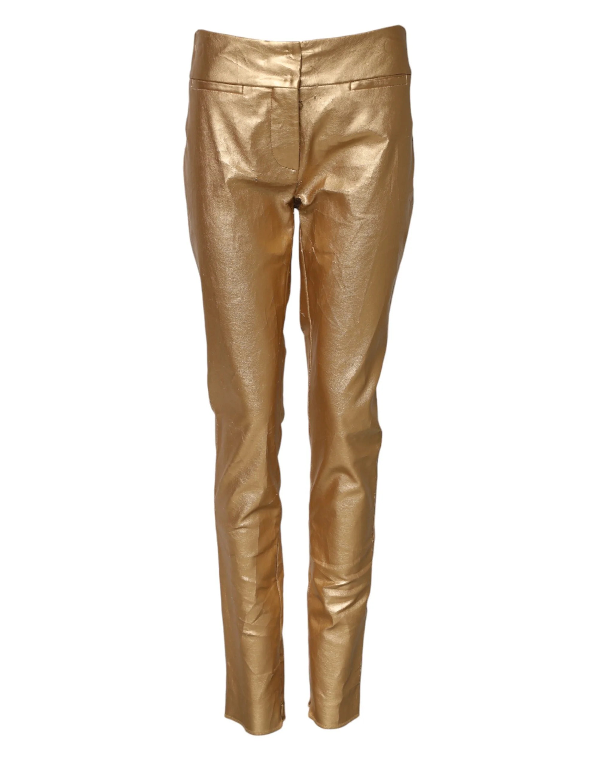 Dolce & Gabbana Metallic High Waist Skinny Trouser Women's Pants (Pre-Owned)