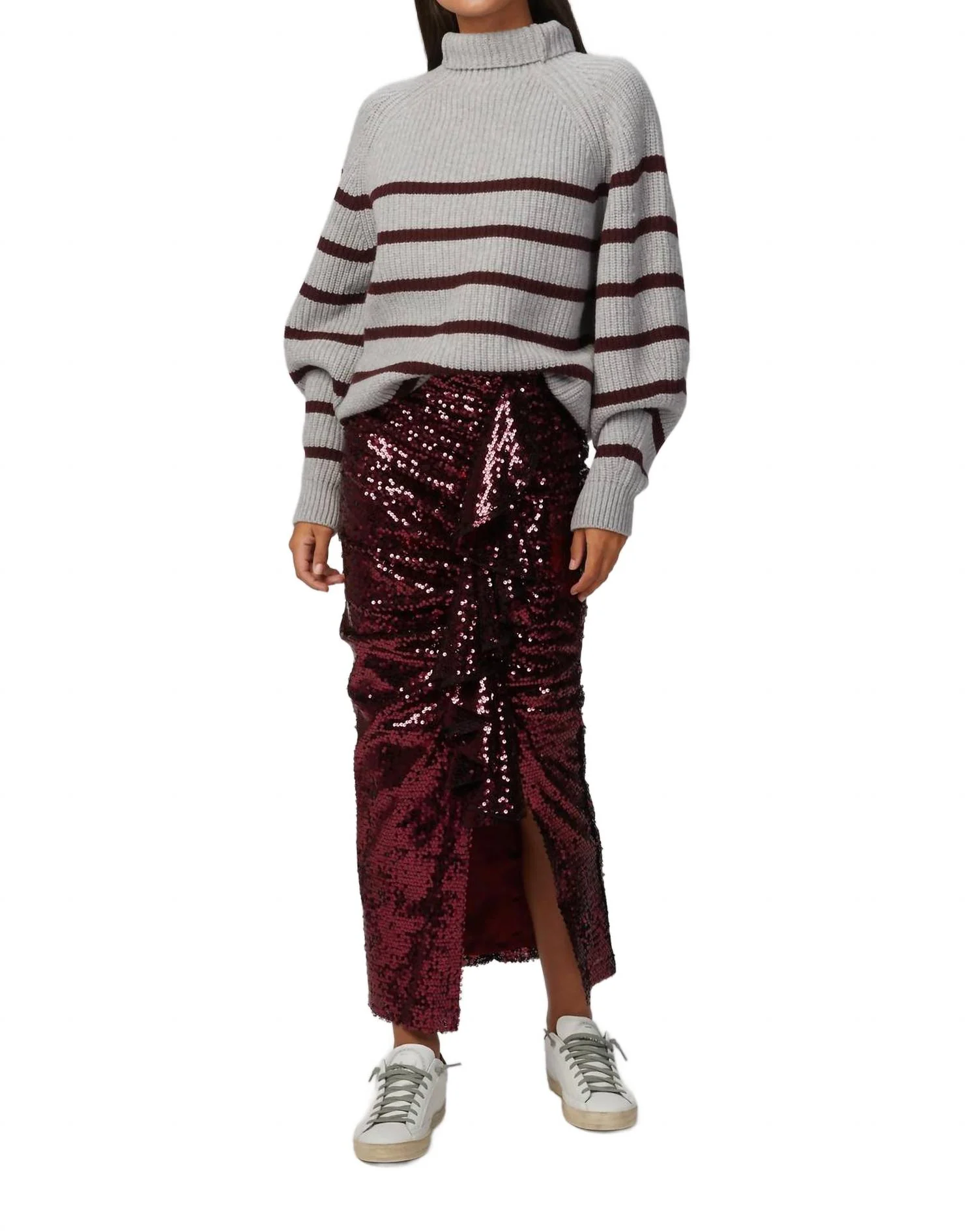 Moore Midi Skirt In Burgundy