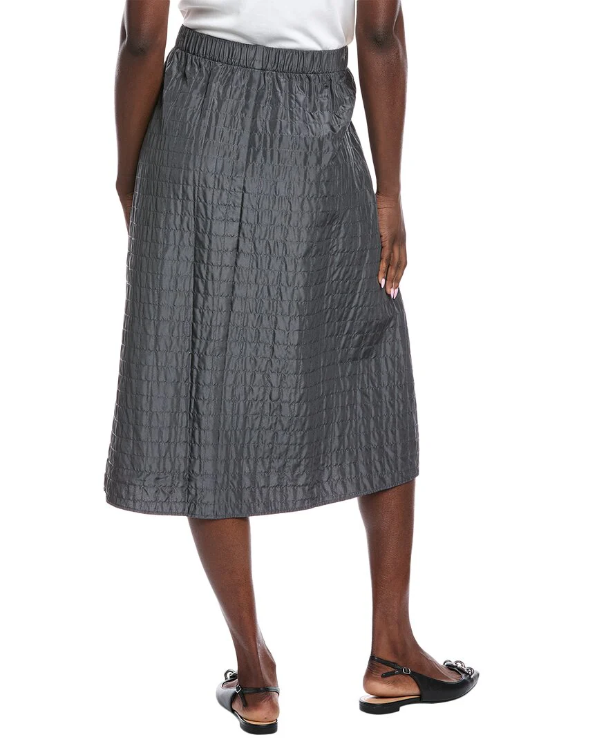 EILEEN FISHER Habutai Quilted Silk A-Line Skirt