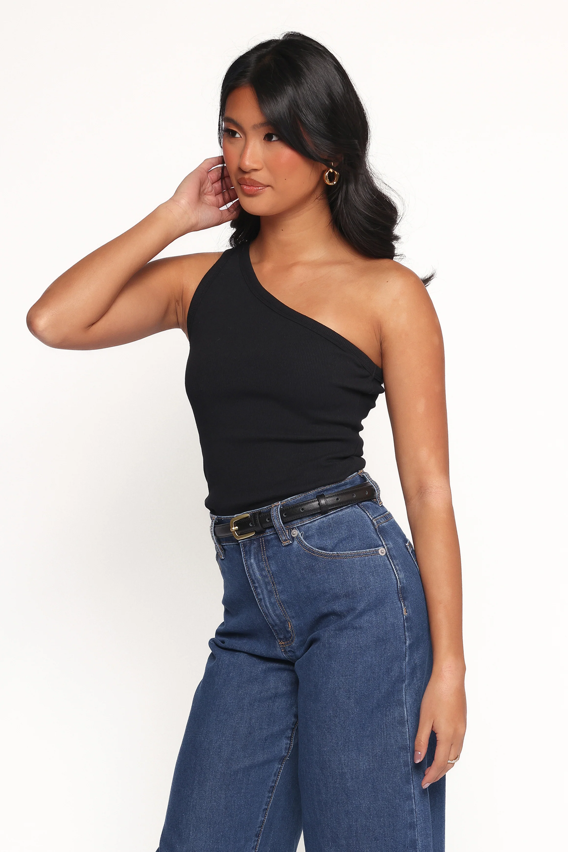 Nysa One Shoulder Top - Black