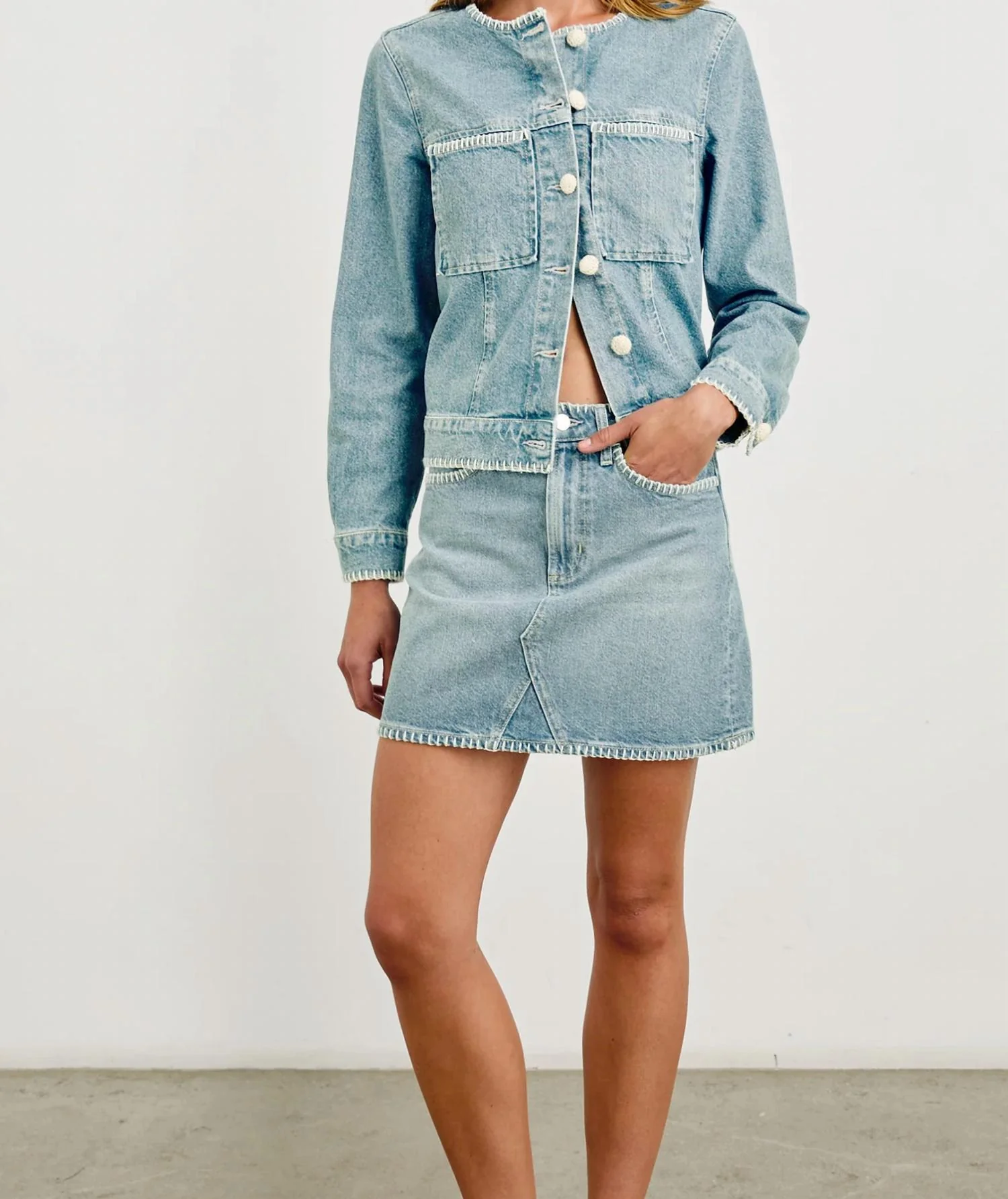 Laurel Skirt In Harbor Blanket Stitch