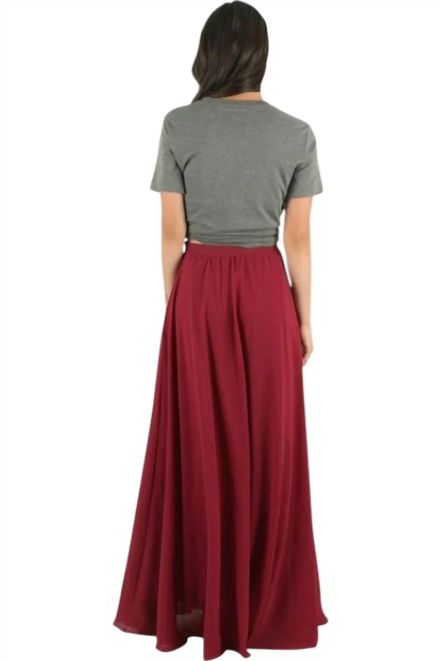 Flowy Maxi Skirt In Burgundy