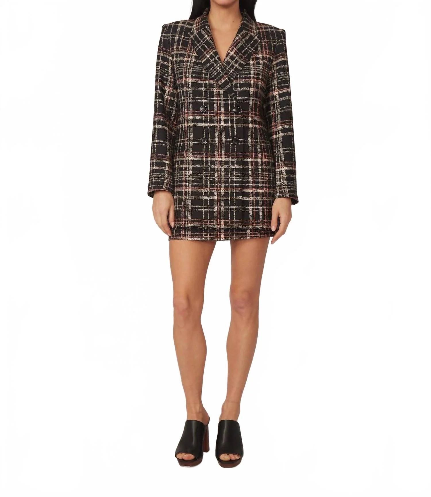 Micah Oversized Blazer In Black Plaid