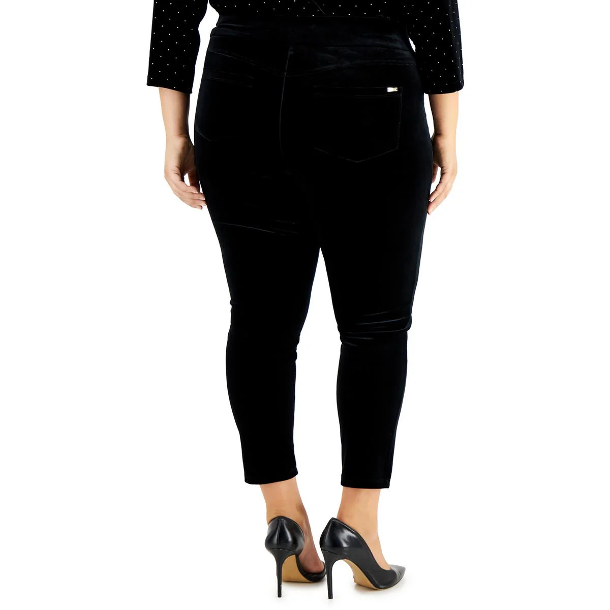 Plus Womens Velour Slim Leg Ankle Pants