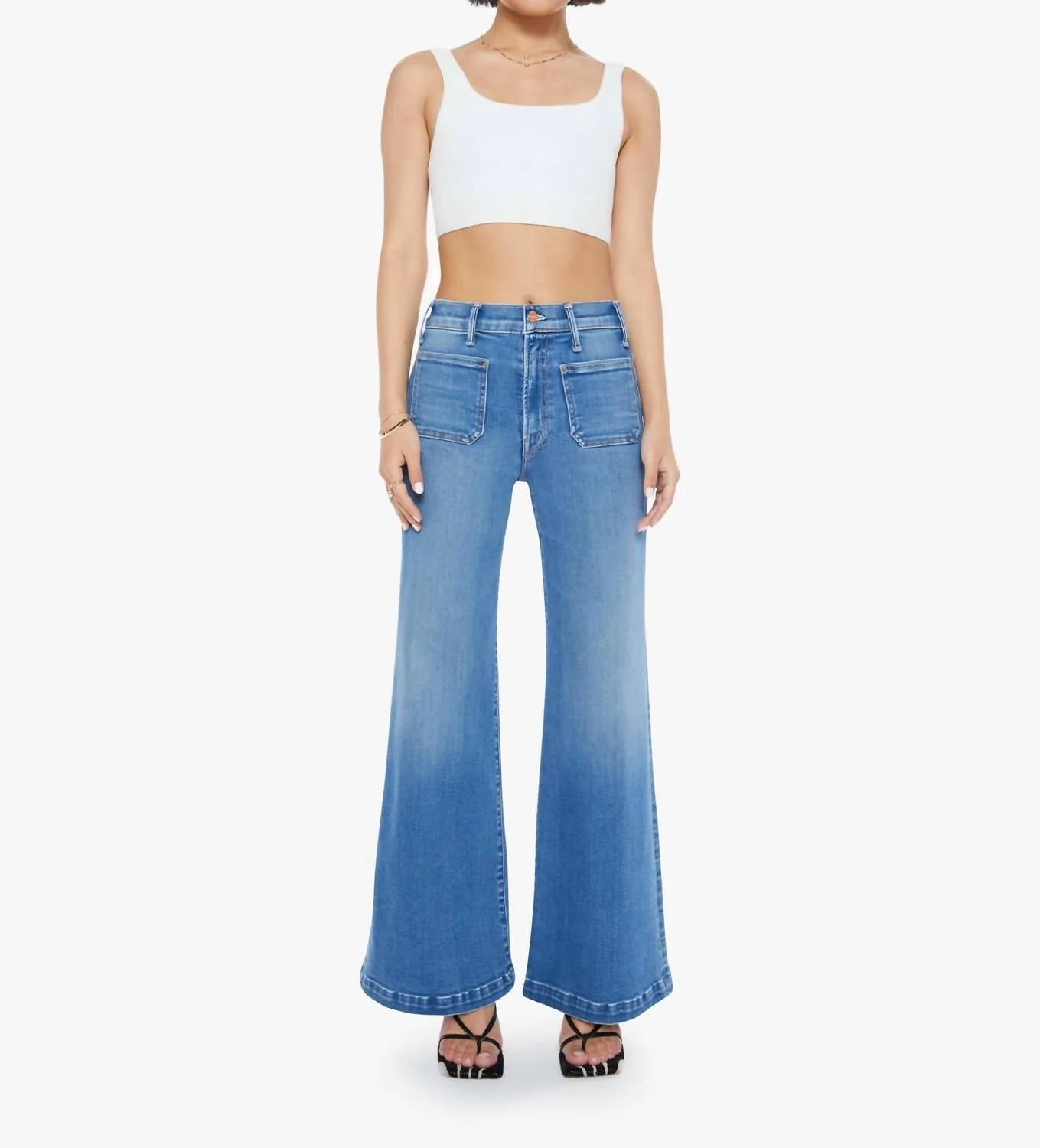Lil' Hustler Roller Patch Pocket Sneak Wide Leg Jeans In Piece By Piece