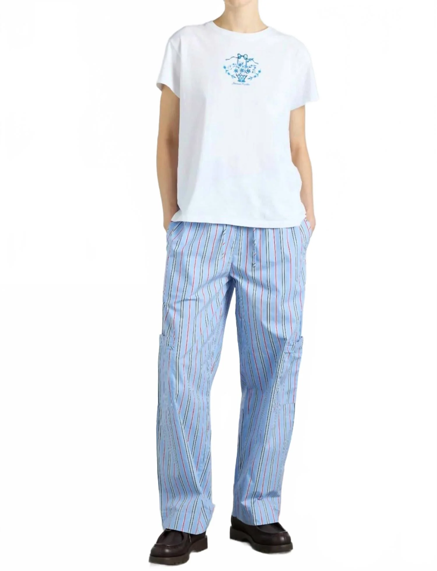 Harrison Pants With Ties In Bold Blue Stripe