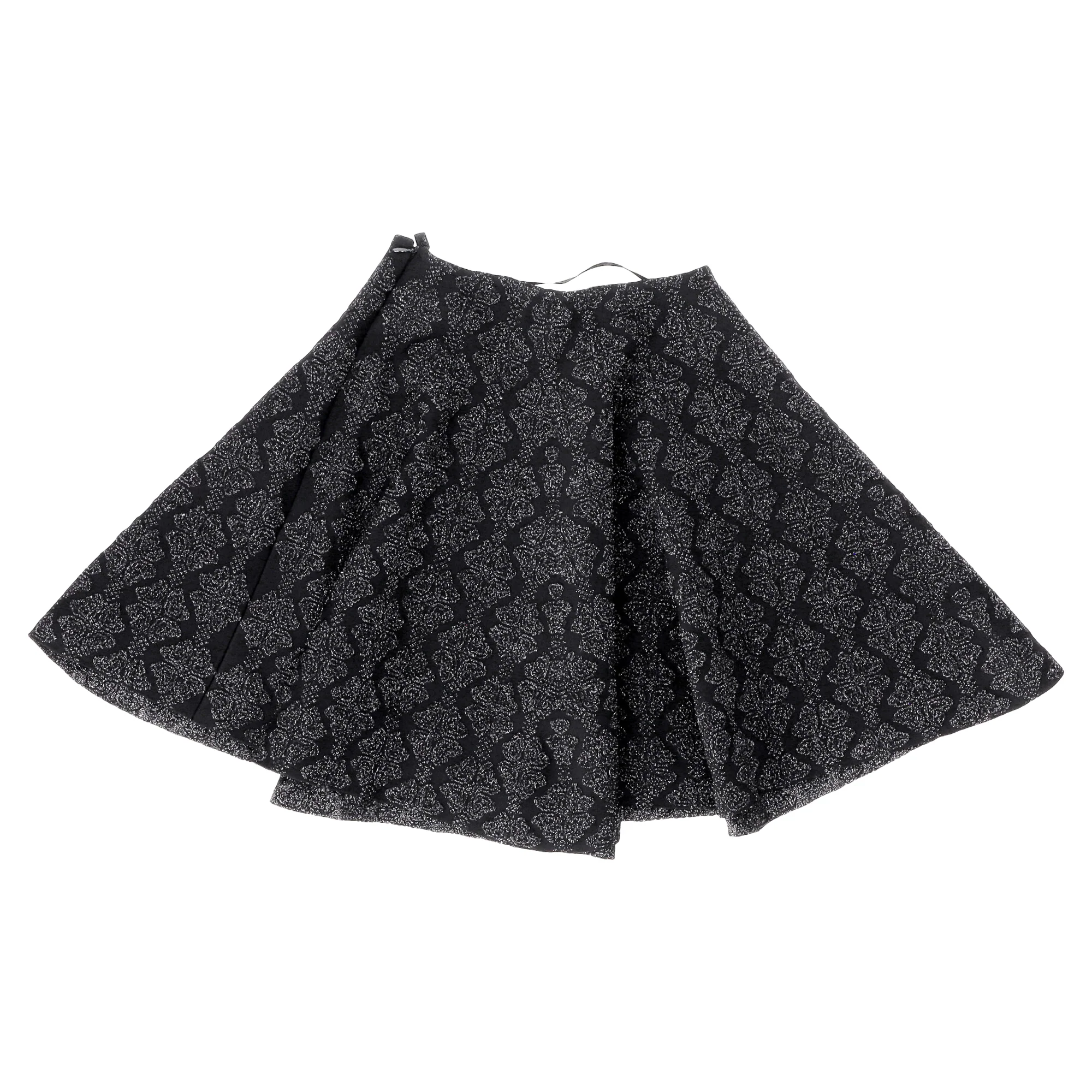 Alaïa Patterned A-Line Mini Skirt in Black Viscose