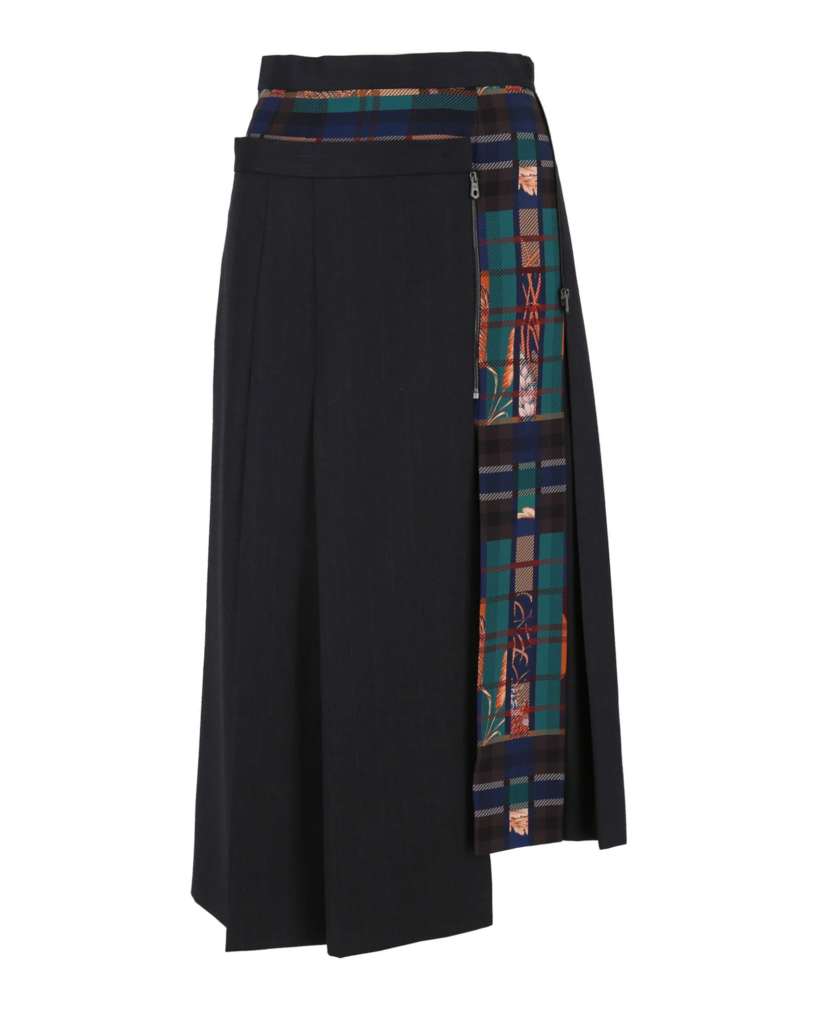 Pleated Asymmetric Midi Skirt