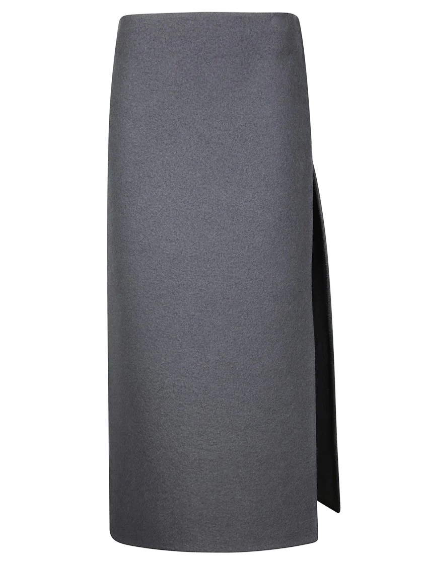 Midi Wool Skirt With Side Slit