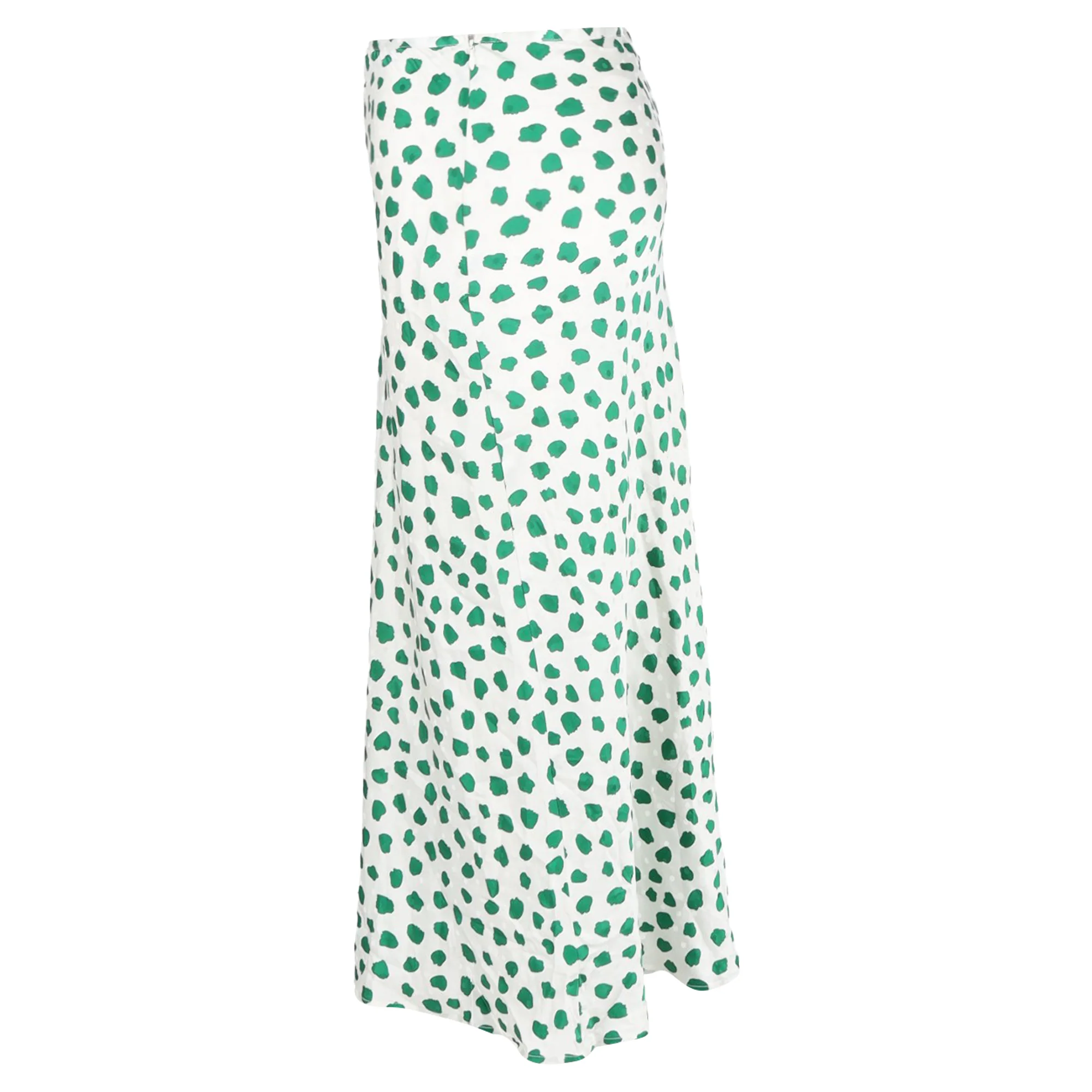 Rixo Kelly Midi Skirt in Green Silk
