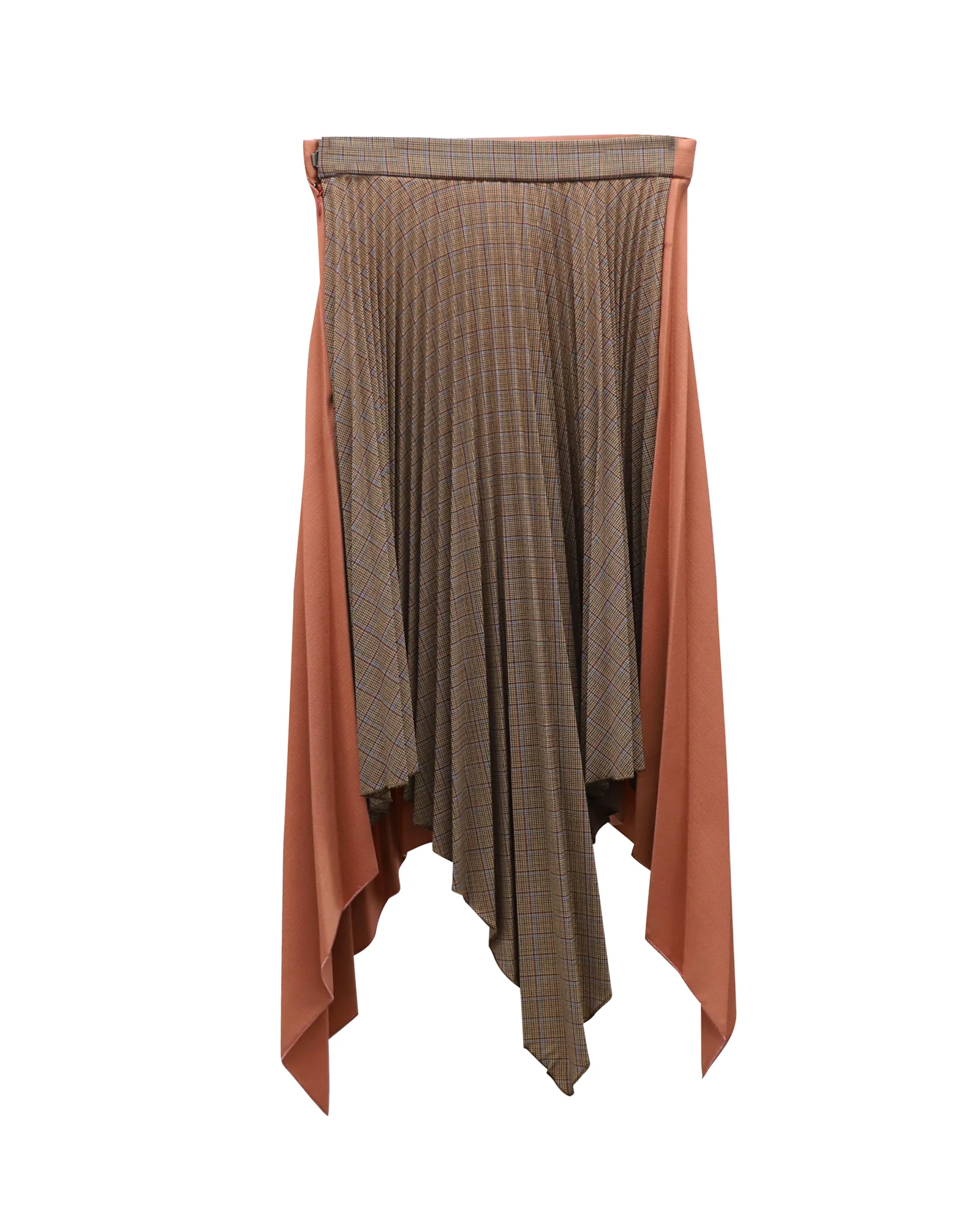 Acne Studios Electric-Pleated Asymmetrical Midi Skirt in Orange Wool Blend