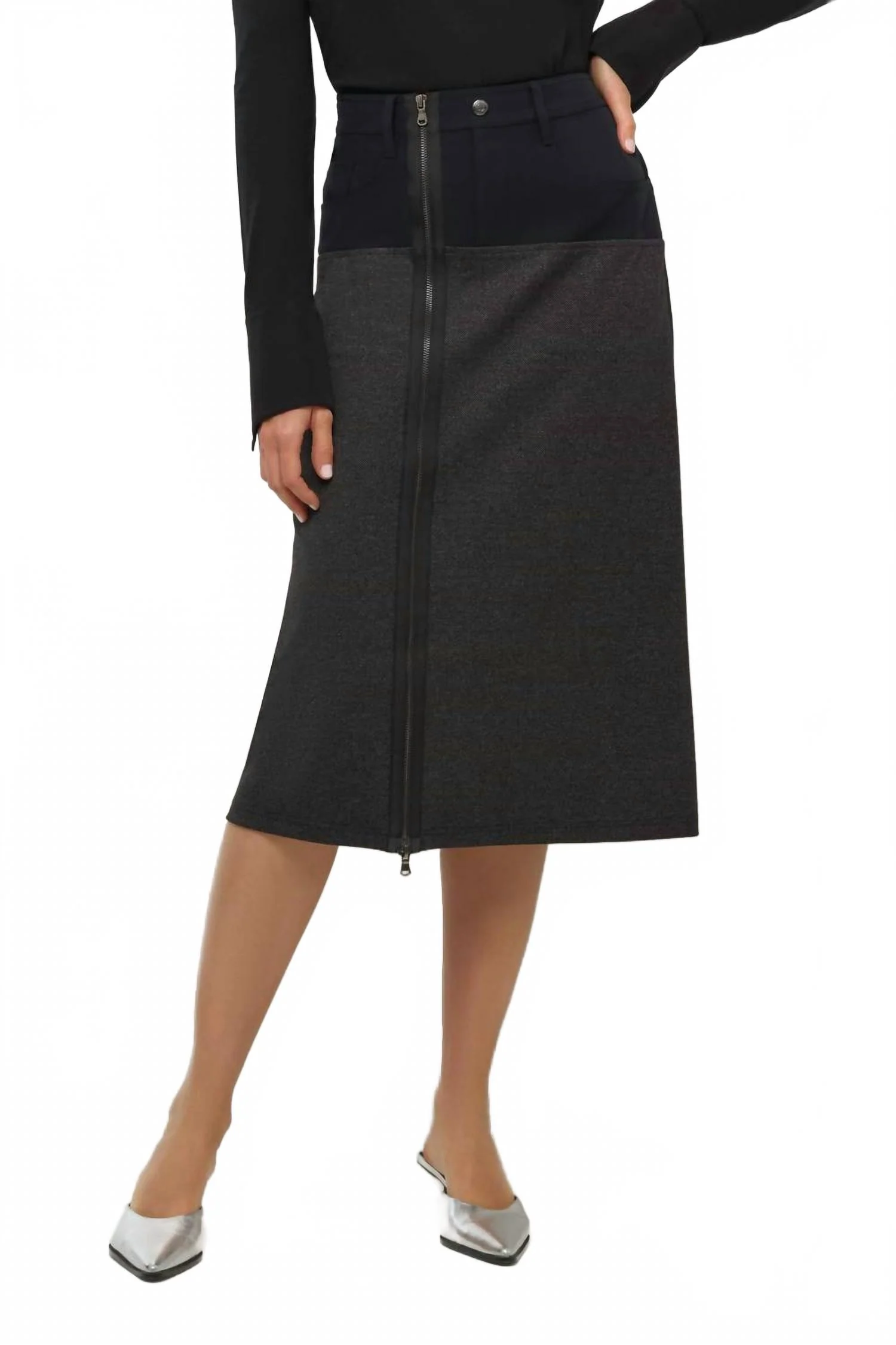 Zita Skirt In Black/dark Charcoal