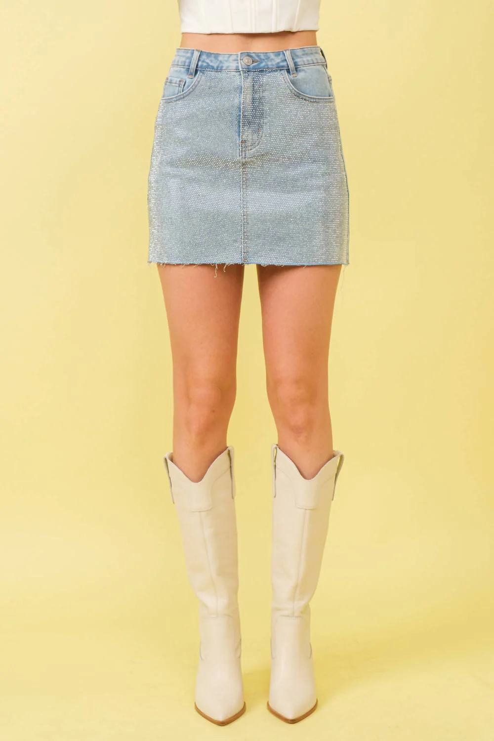 Sparkle Studded Mini Skirt In Blue