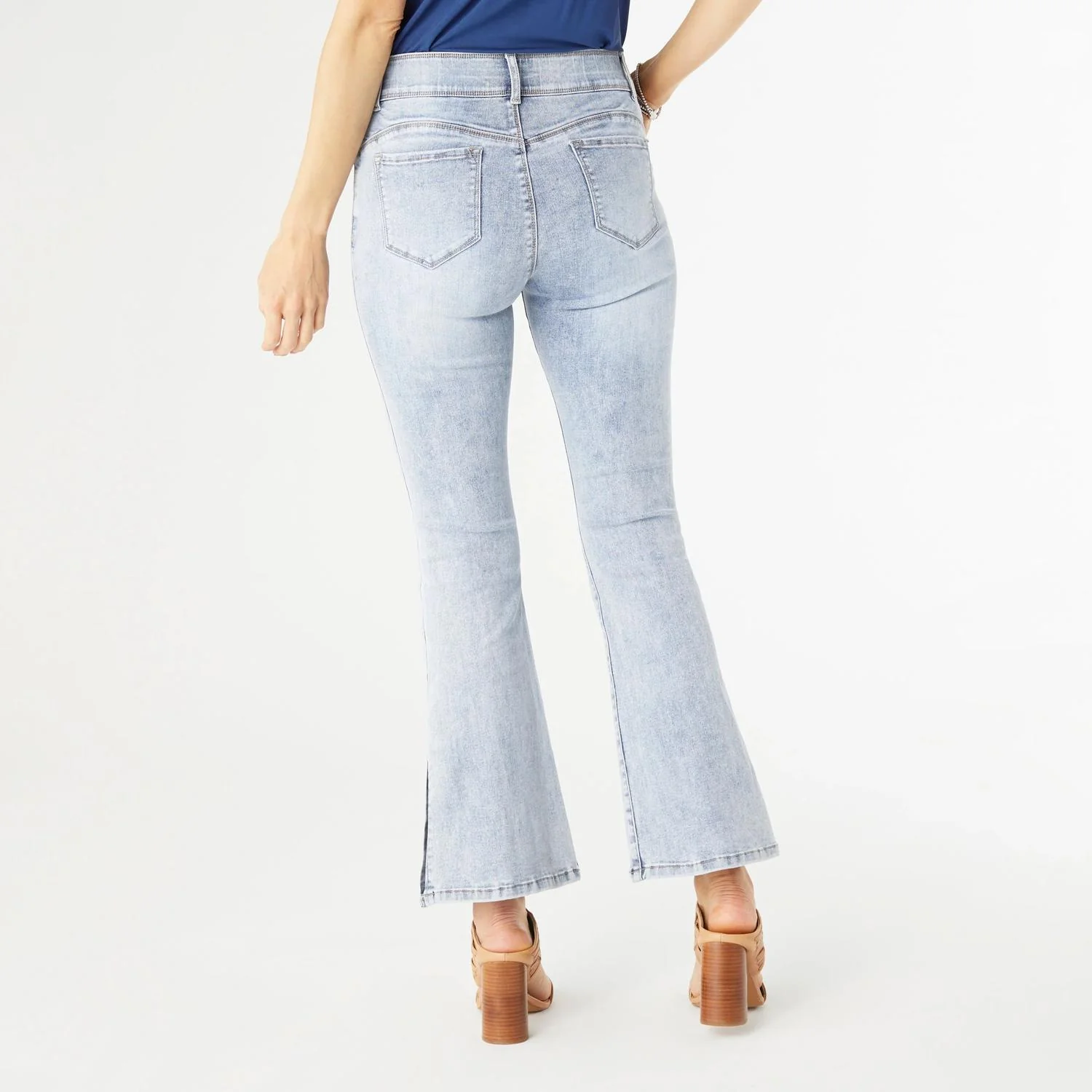 Omg Zoey Zip Flare Jeans With Side Slit In Light Wash