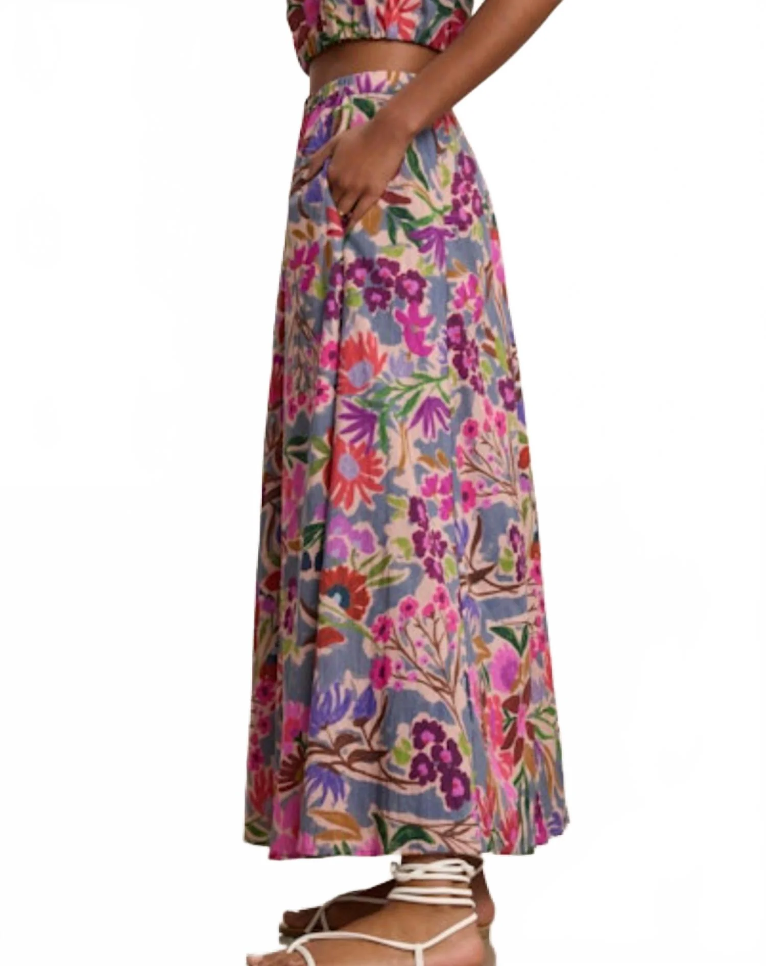 Jess Pull-On Floral Skirt In Tahiti