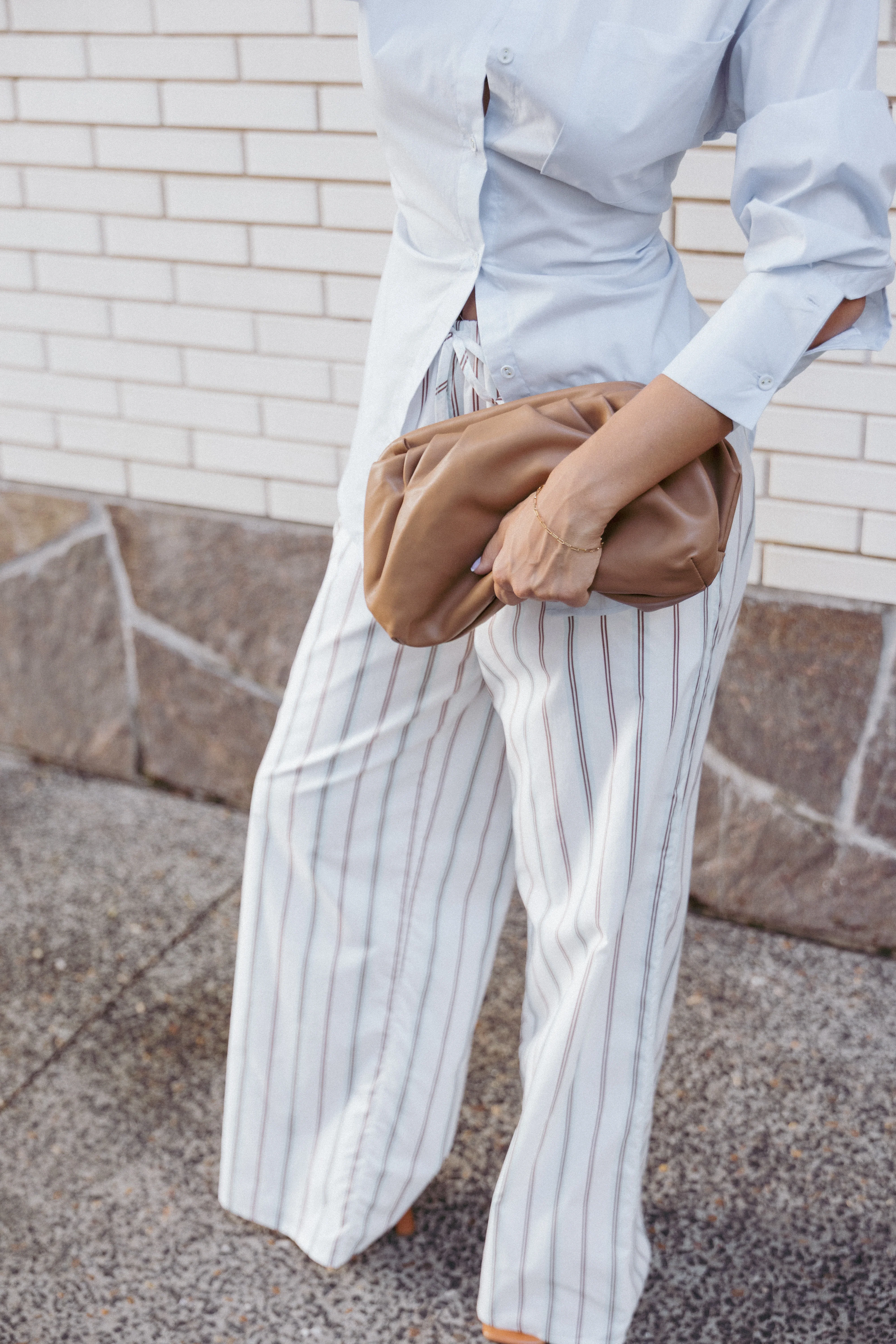 Ember Cotton Pants - Blue Brown Stripe