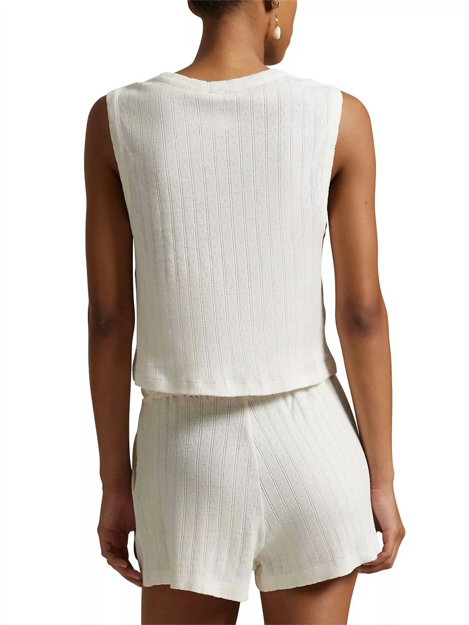 Pointelle Cami Short Pajamas In Egret