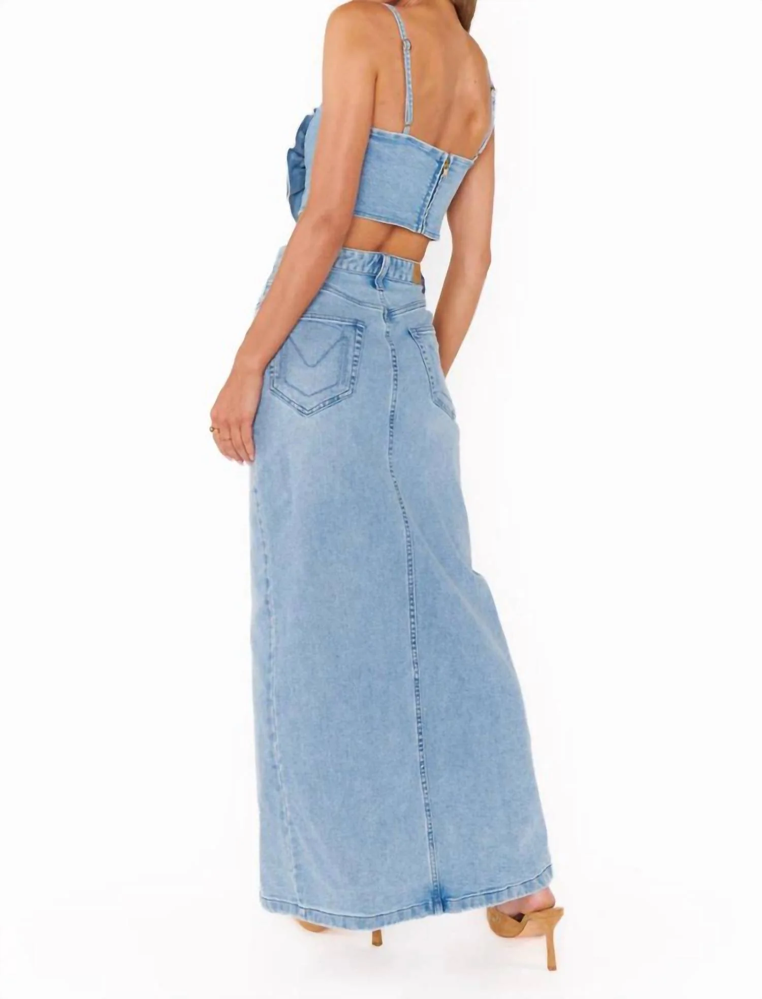 Mcentire Maxi Skirt In Stone Blue