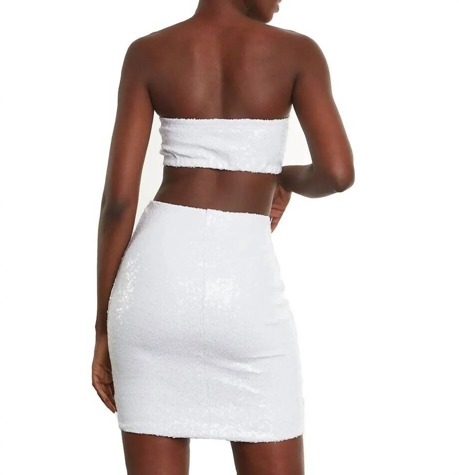 Sequin Mini Skirt In White